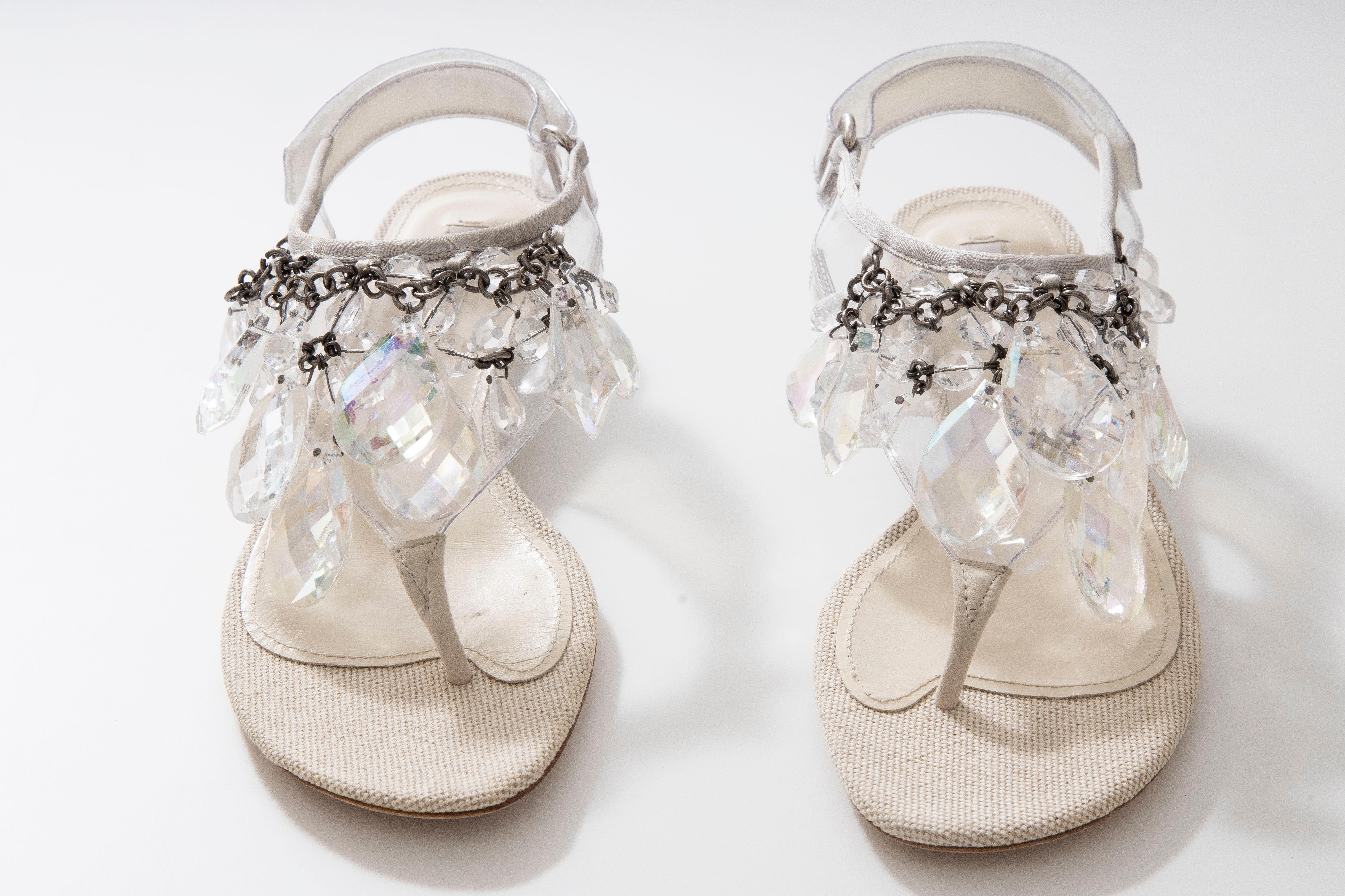 Prada Runway Clear PVC Lucite Faceted Crystal Thong Sandals, Spring 2010 3