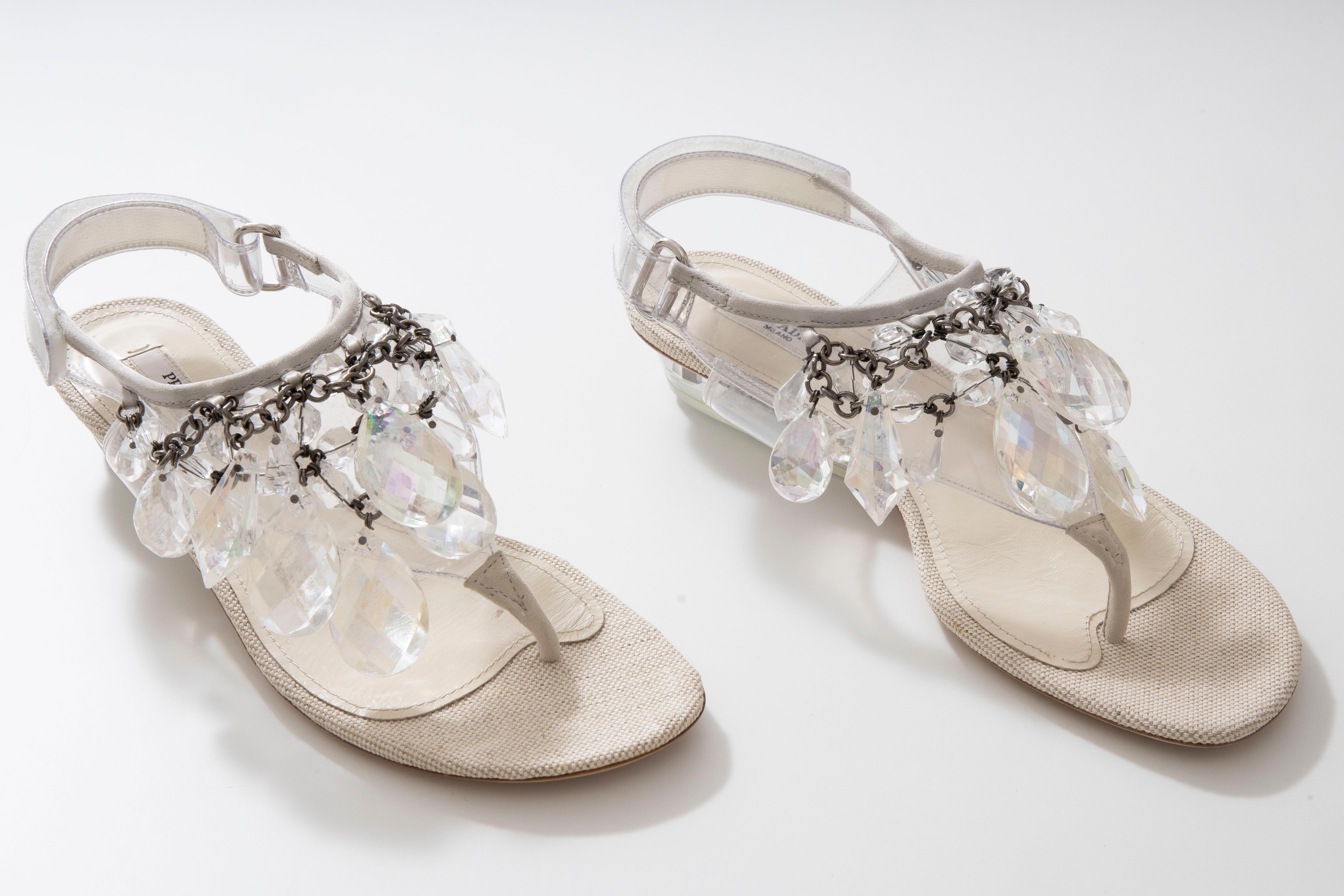 Prada Runway Clear PVC Lucite Faceted Crystal Thong Sandals, Spring 2010 4