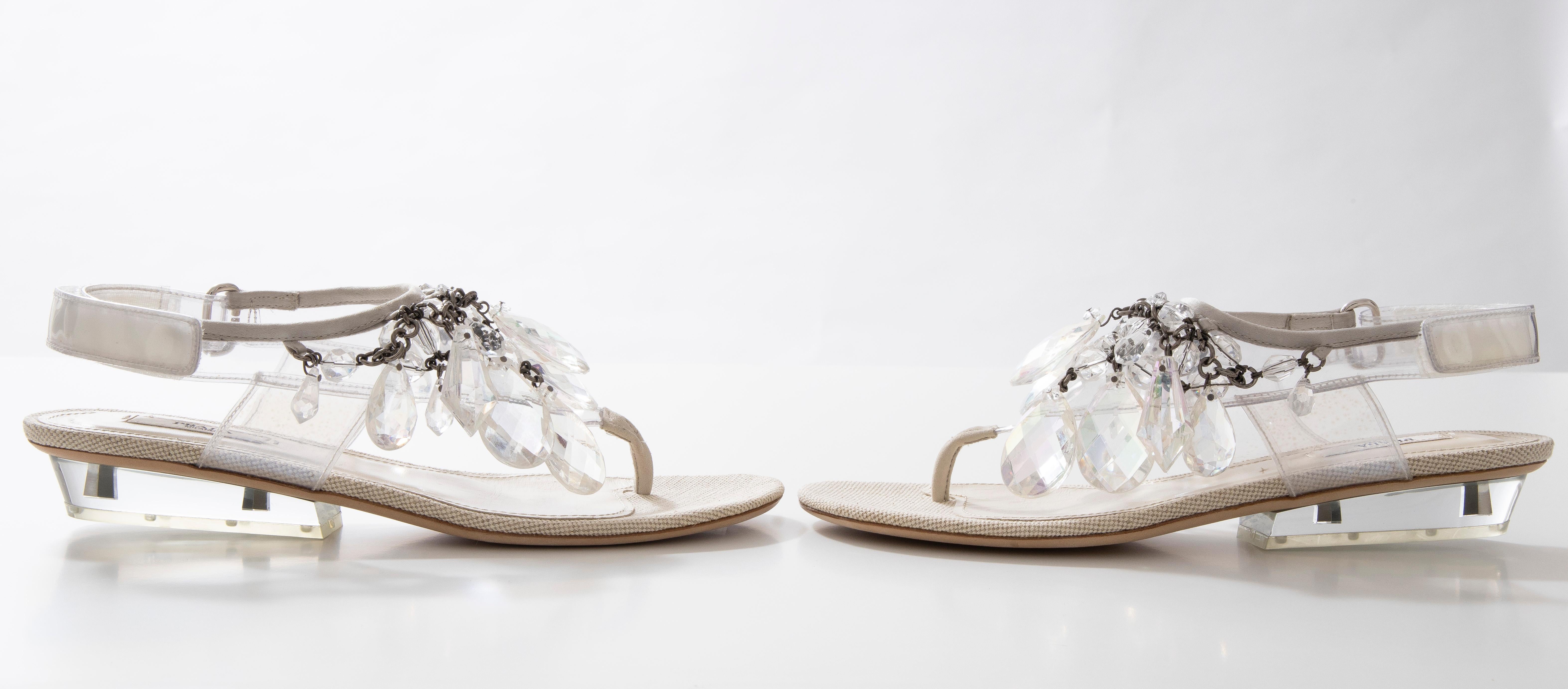 Prada Runway Clear PVC Lucite Faceted Crystal Thong Sandals, Spring 2010 6