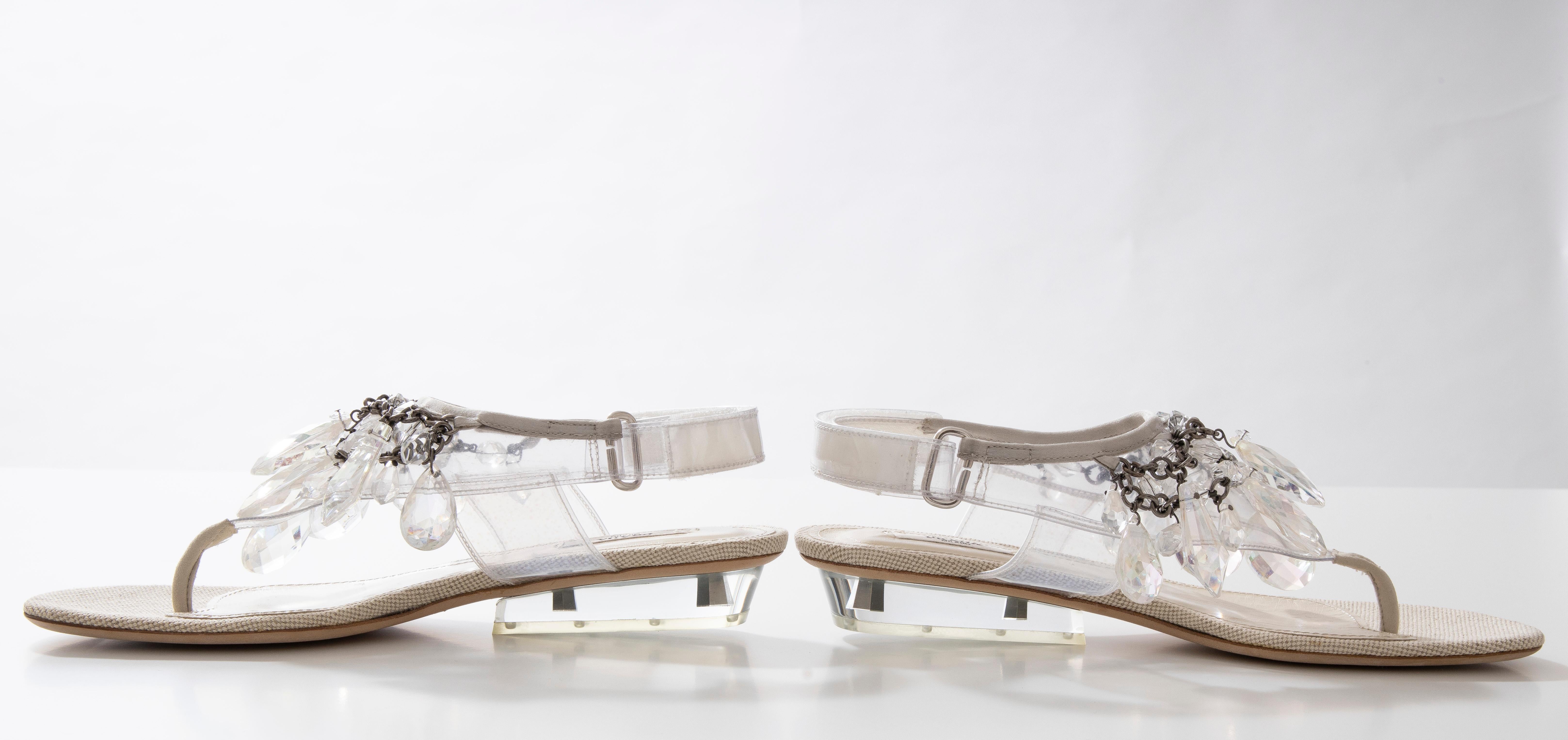 Prada Runway Clear PVC Lucite Faceted Crystal Thong Sandals, Spring 2010 7