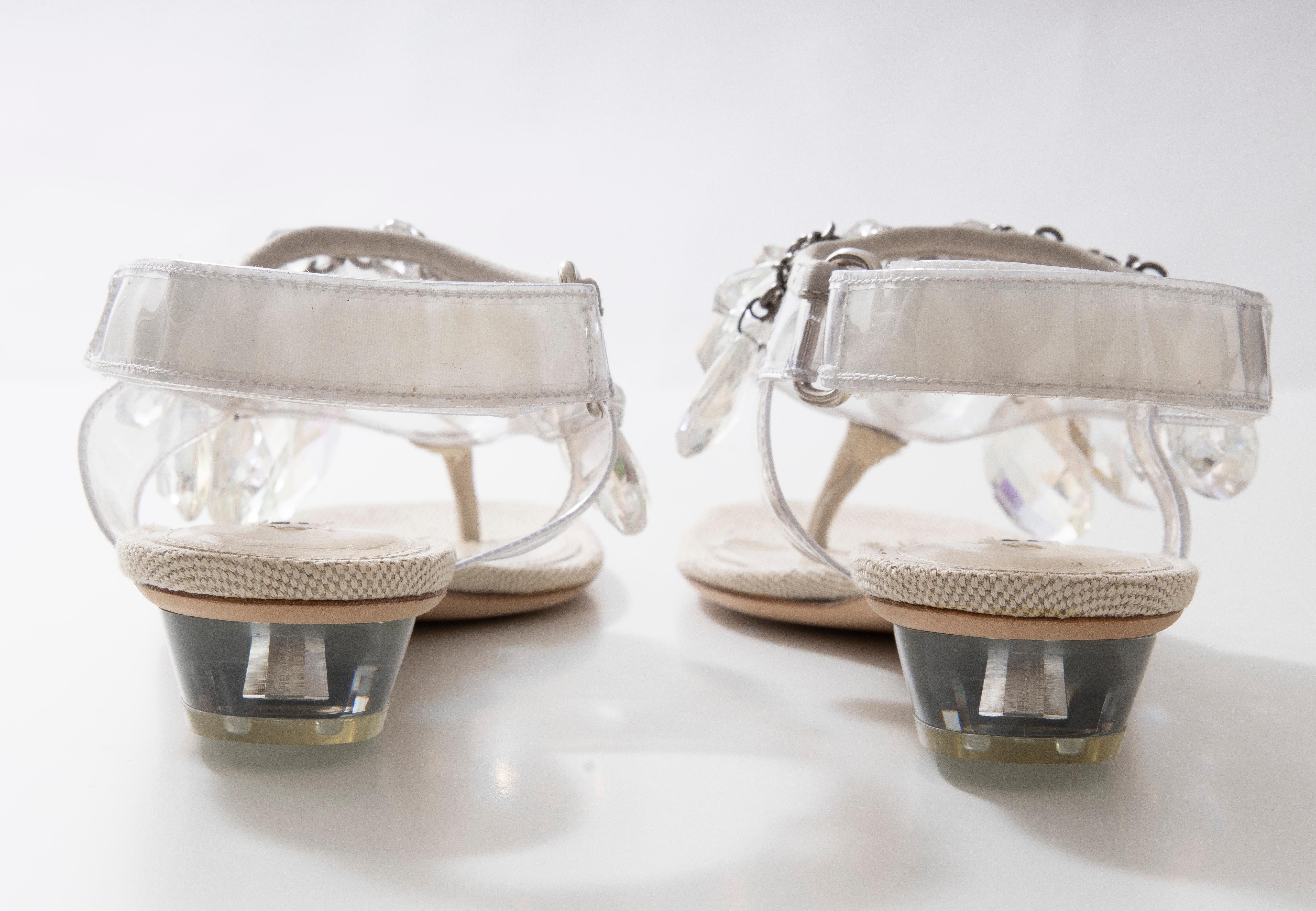Prada Runway Clear PVC Lucite Faceted Crystal Thong Sandals, Spring 2010 8