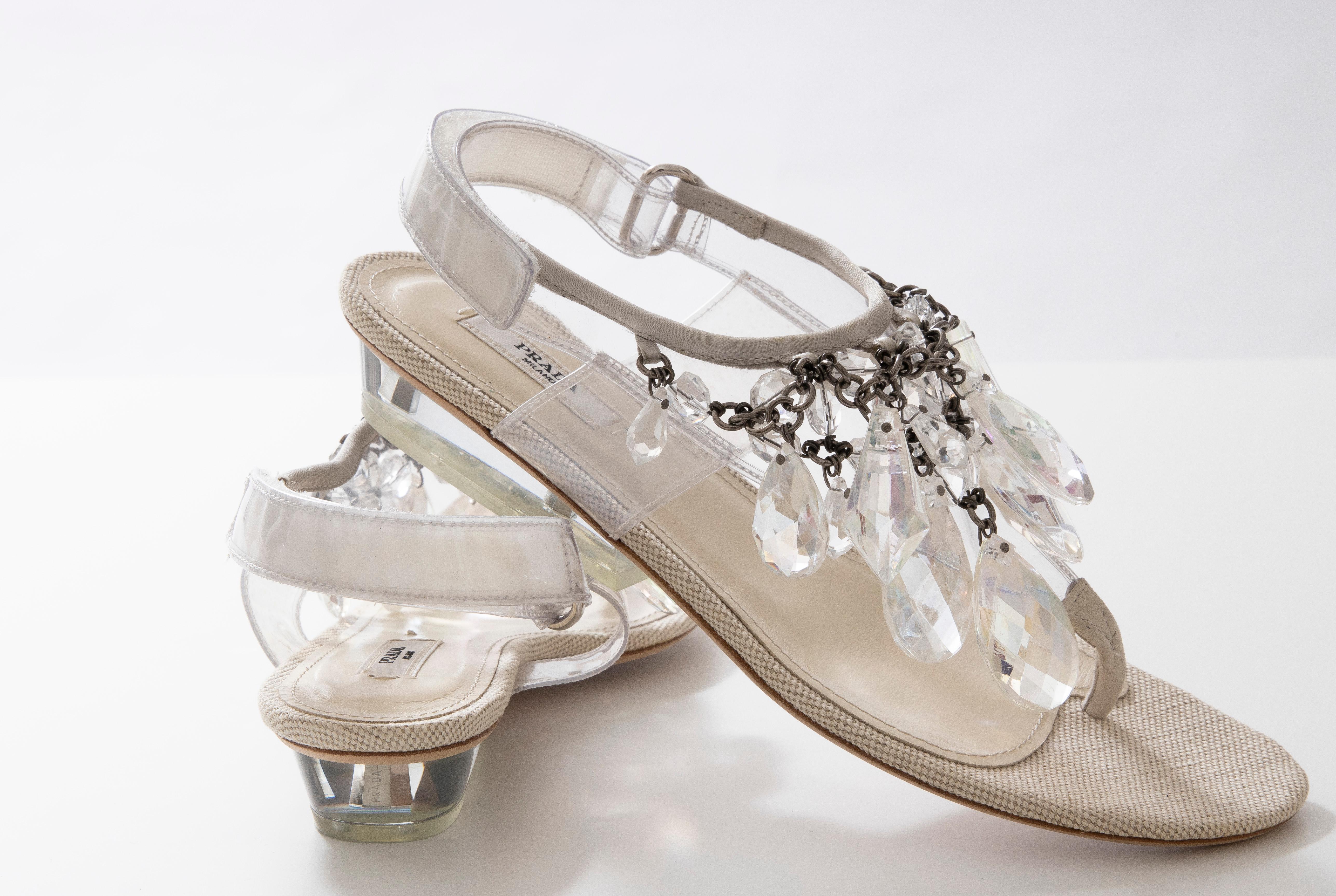 Prada Runway Clear PVC Lucite Faceted Crystal Thong Sandals, Spring 2010 9