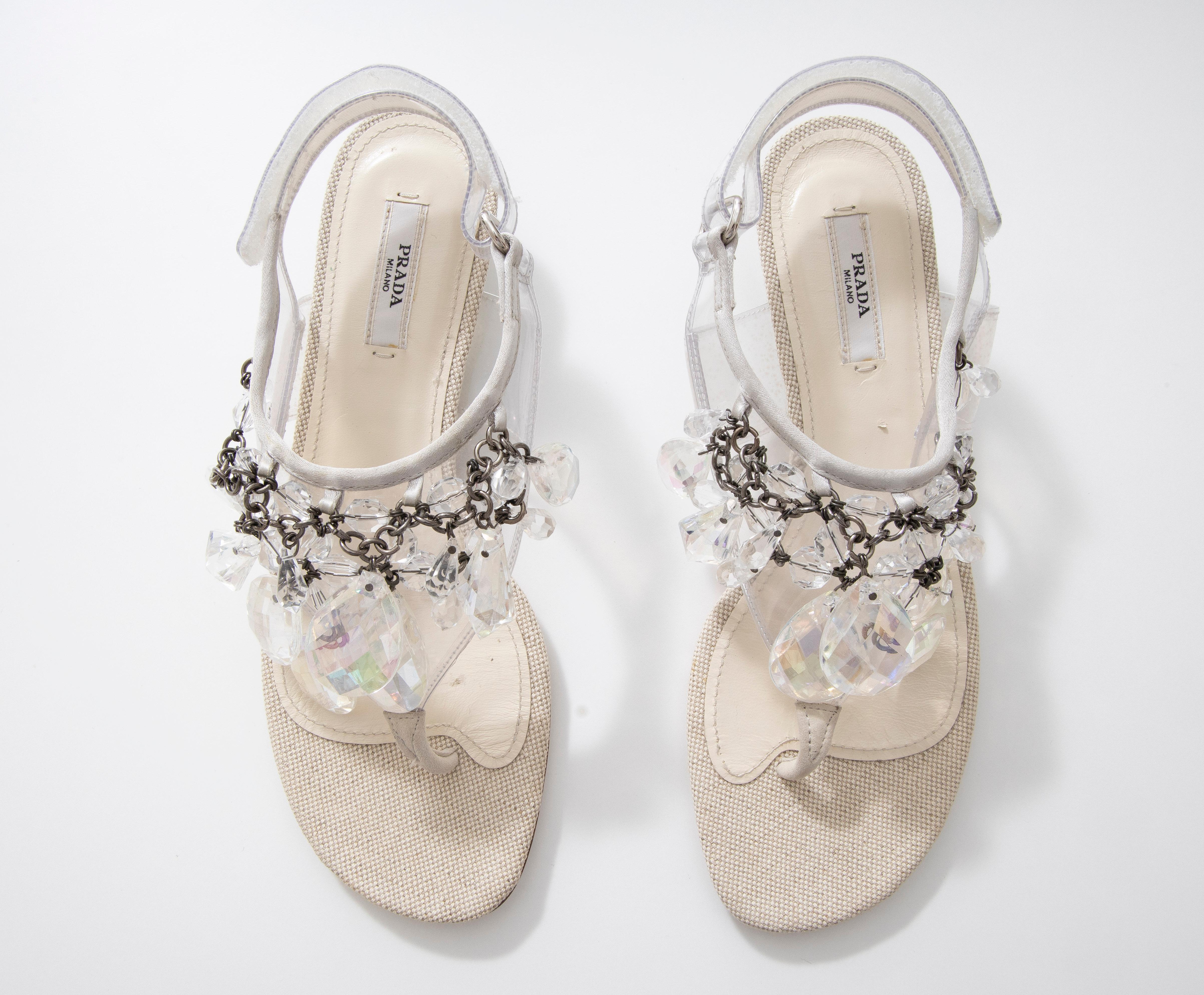 Prada Runway Clear PVC Lucite Faceted Crystal Thong Sandals, Spring 2010 12