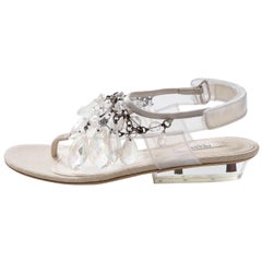 Prada Runway Clear PVC Lucite Faceted Crystal Thong Sandals, Spring 2010