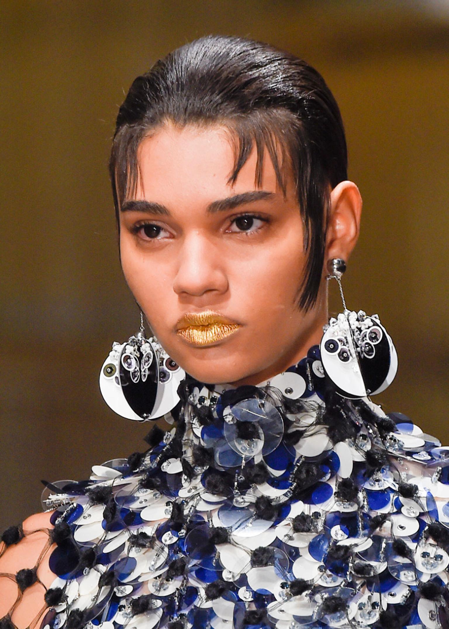 Prada Runway Collection Extra-Wide Pink and Black Sequin Earrings For Sale 6