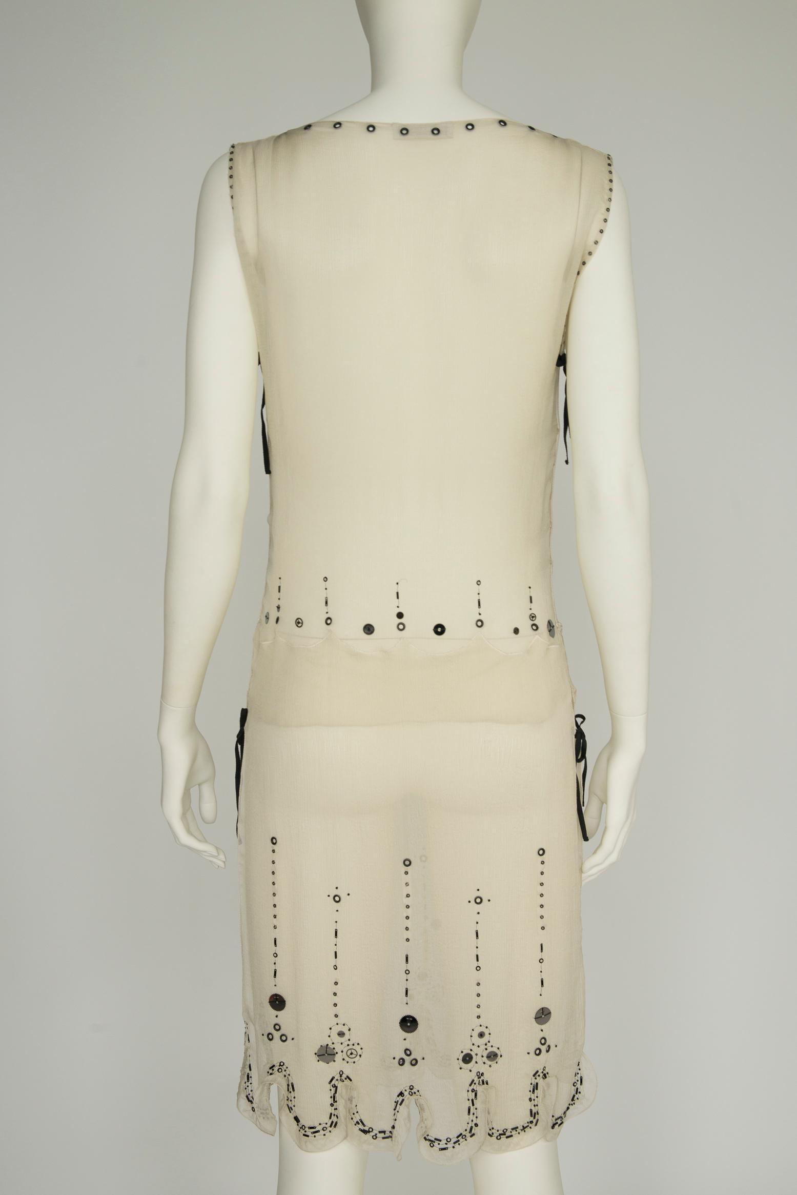 Prada Runway Embroidered & Perforated Silk Dress, Spring-Summer 2000 9