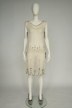 Prada Runway Embroidered & Perforated Silk Dress, Spring-Summer 2000