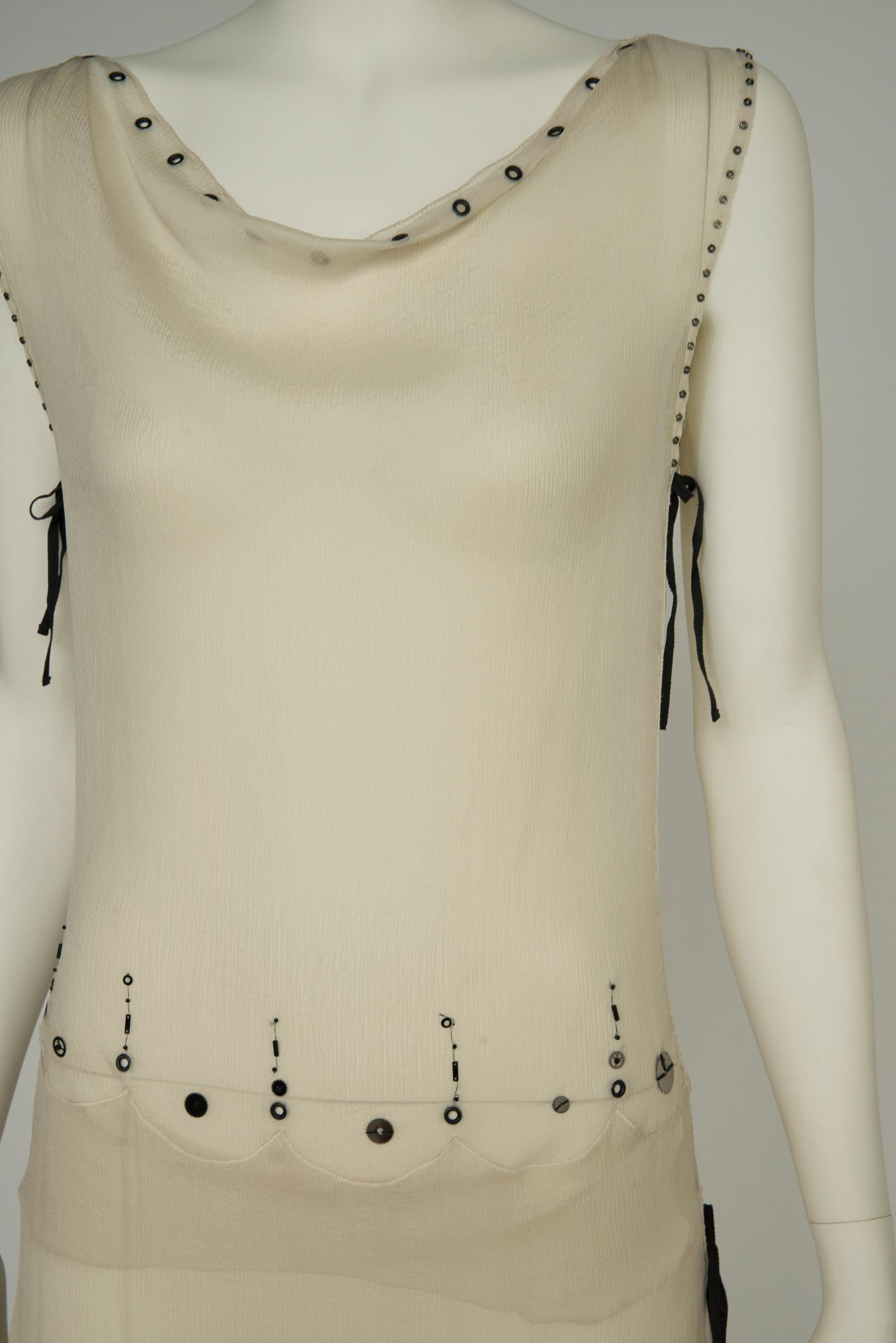 Women's Prada Runway Embroidered & Perforated Silk Dress, Spring-Summer 2000