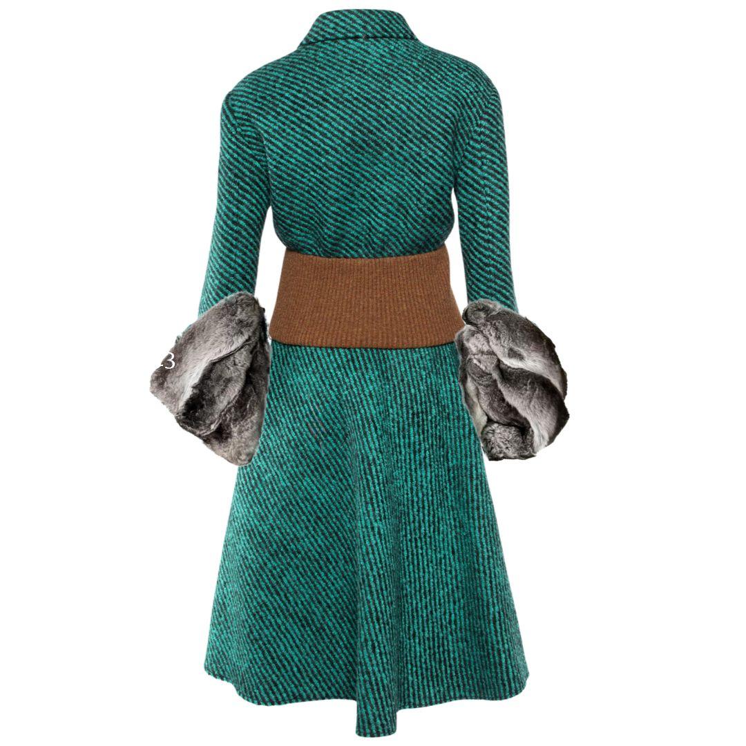 Blue Prada - Runway Fall/Winter 2013 Skirt and Jacket with Fur Size 40IT For Sale
