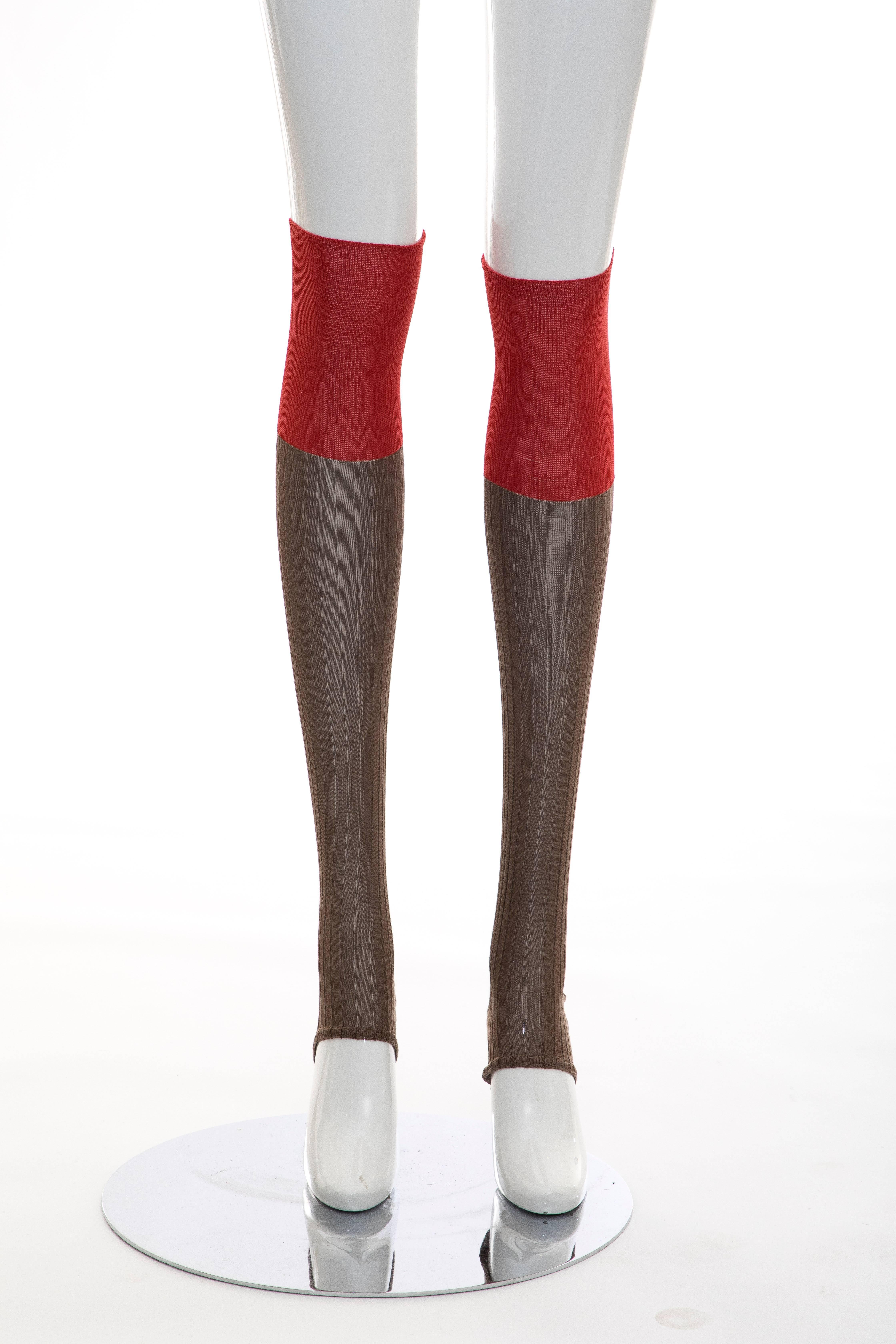 Brown Prada Runway Footless Two-Tone Knee High Socks, Fall 2007