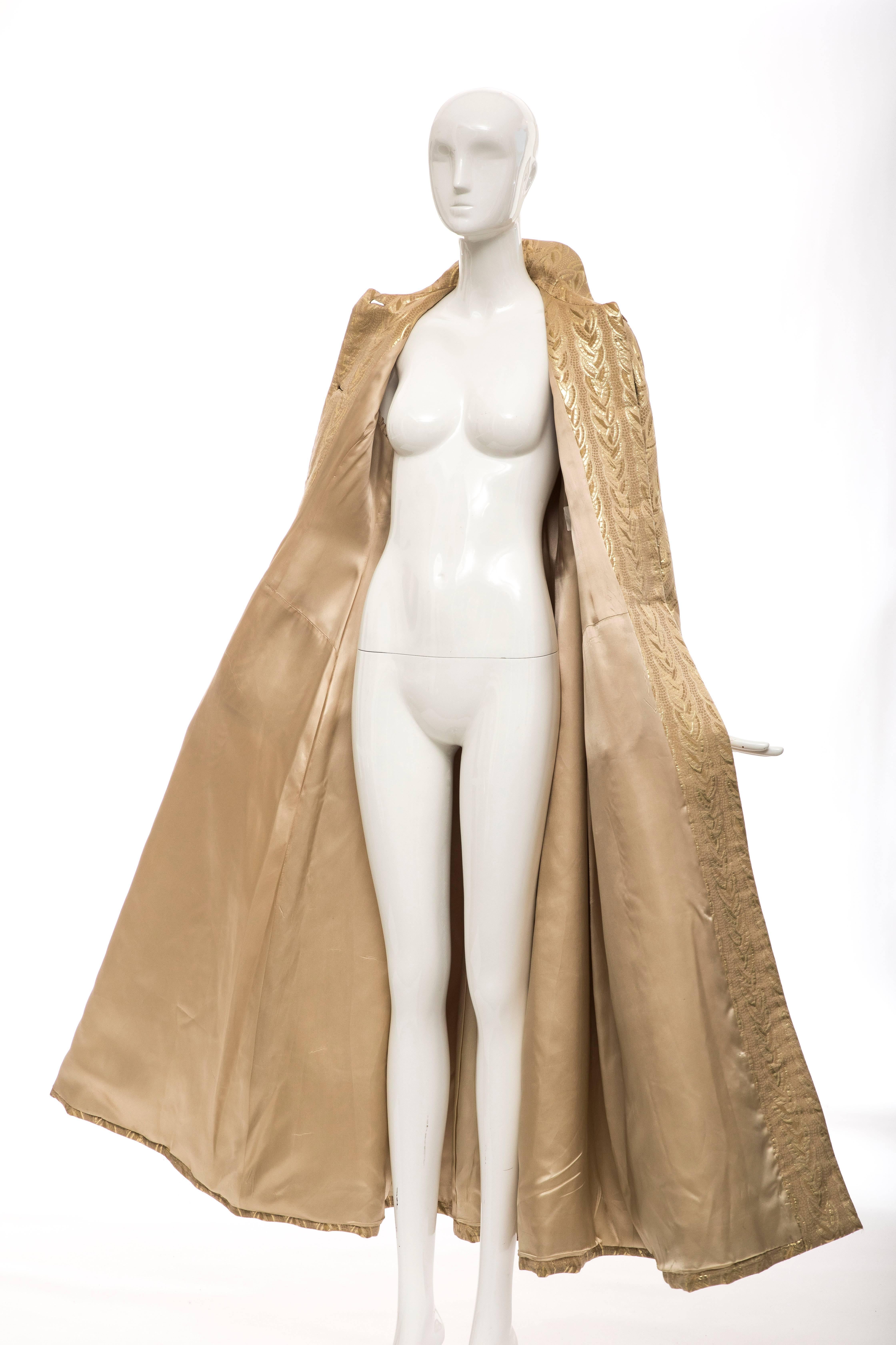 Prada Runway Gold Brocade Evening Coat, Fall 1992 For Sale 4