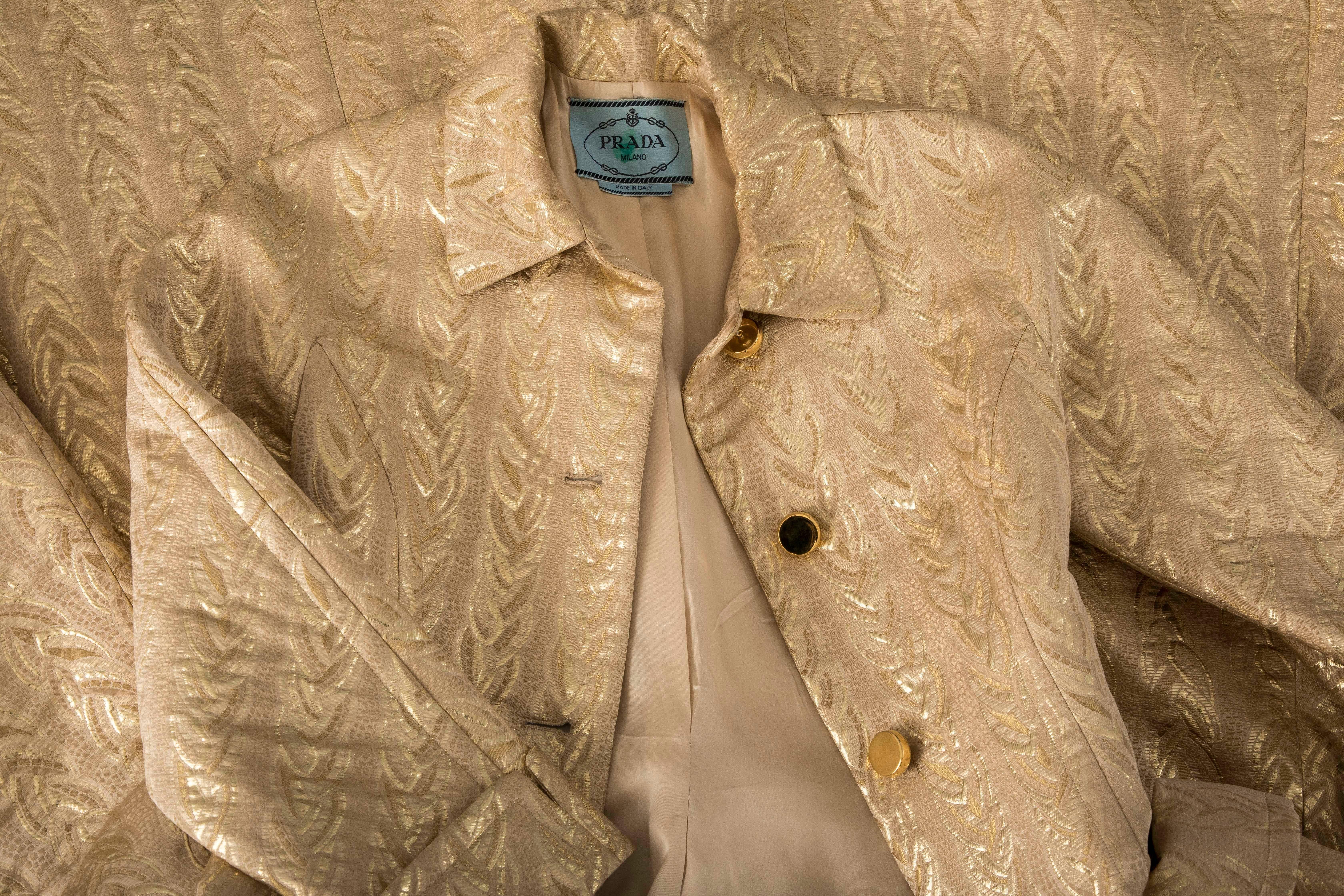 Prada Runway Gold Brocade Evening Coat, Fall 1992 For Sale 5