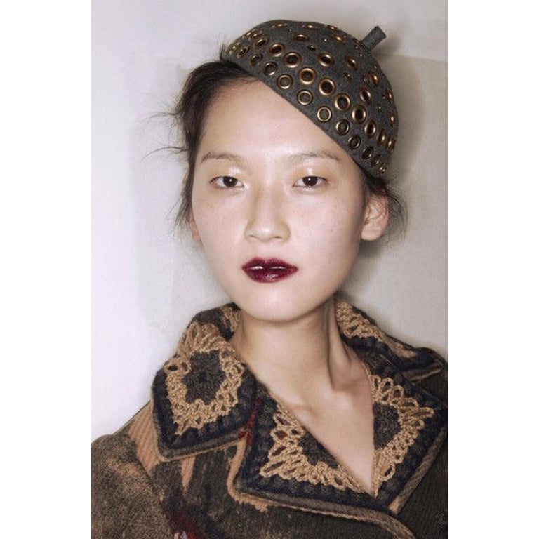 Prada Runway Gray Wool Metal Grommet Hat, 2005 For Sale at 1stDibs