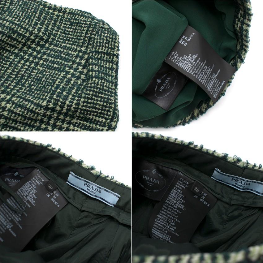 Prada Runway Green Tweed Sleeveless Top & Trousers XXS For Sale 2