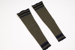 Prada Runway Olive Green Navy Blue Black Stripe Viscose Leg Warmers, Spring 2014