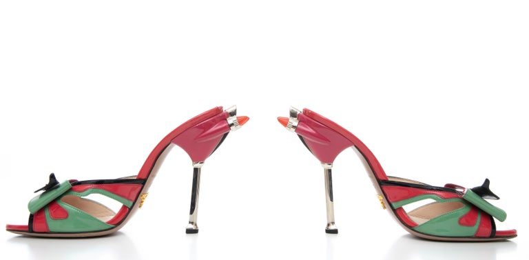 Patent Leather Prada Hot Rod Shoes Prada Wing Heels New Arrivals