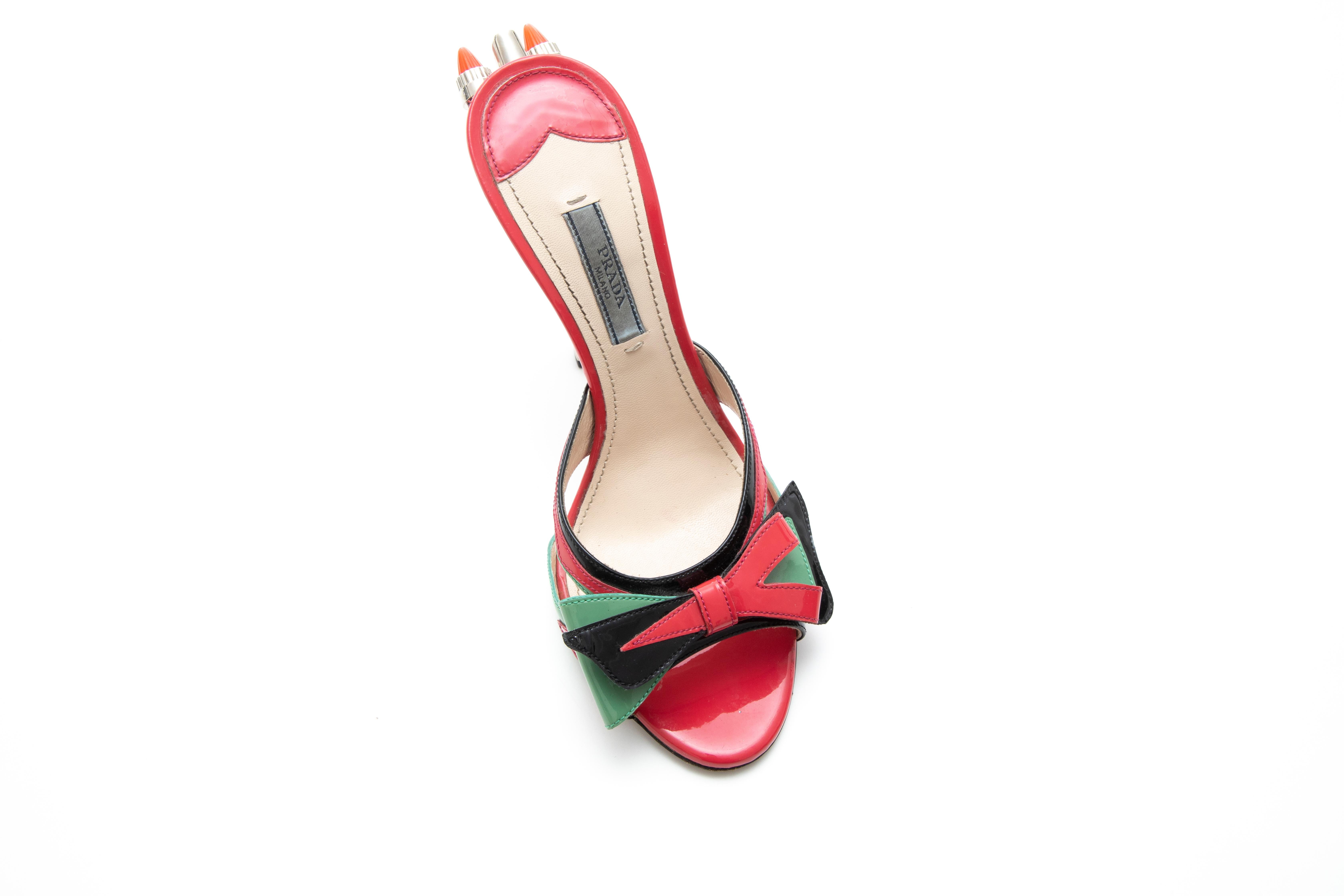 Women's Prada Runway Patent Leather Tail Light Sandal, Spring 2012 For Sale