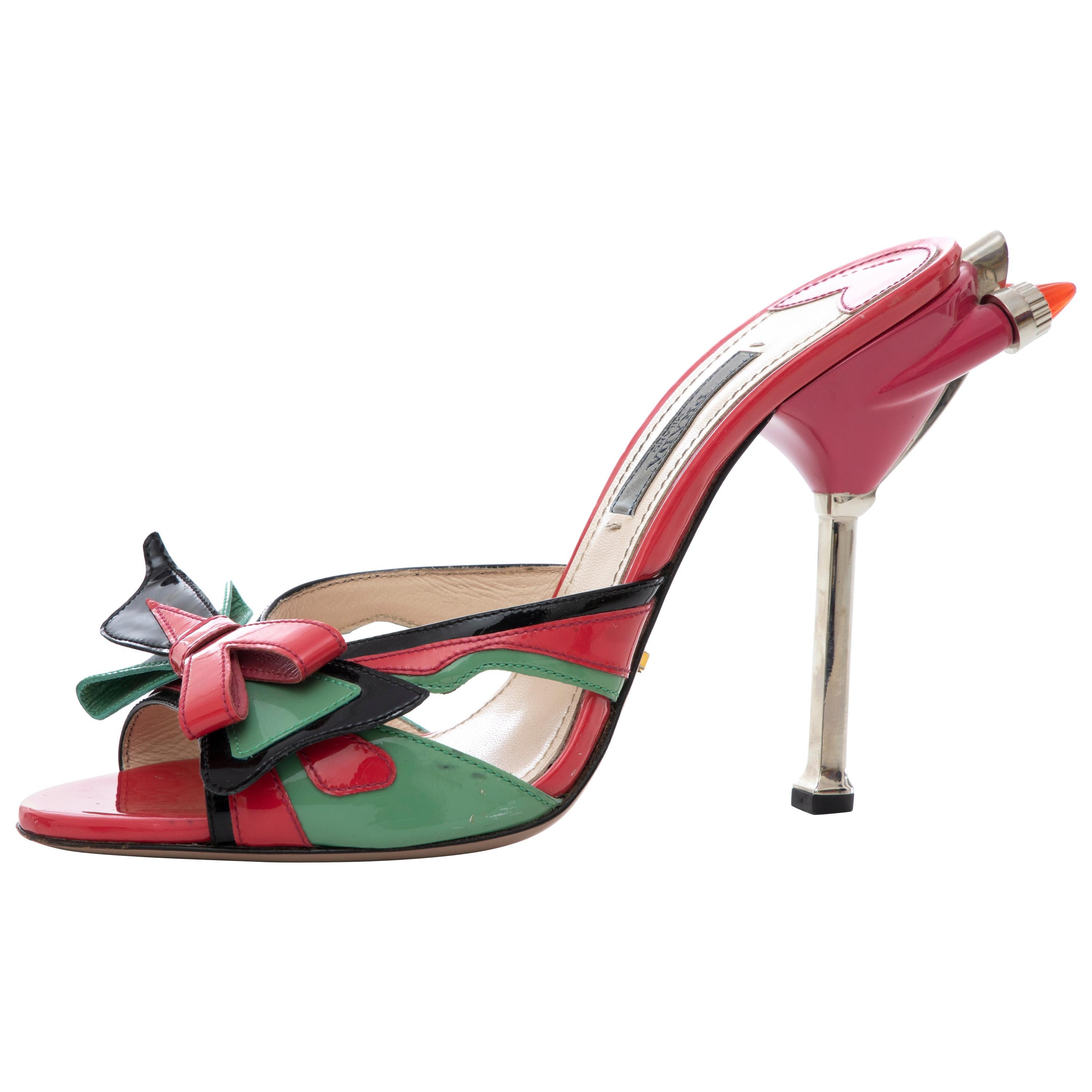 Prada Runway Patent Leather Tail Light Sandal, Spring 2012 For Sale