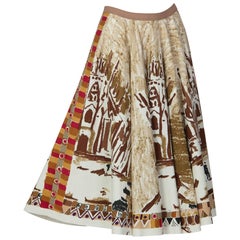 Prada Runway Postcard Print Cotton Circle Skirt, 2004
