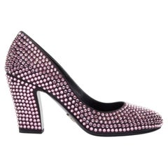 PRADA Runway Rosa pink rhinestone crystal embellished pump EU37