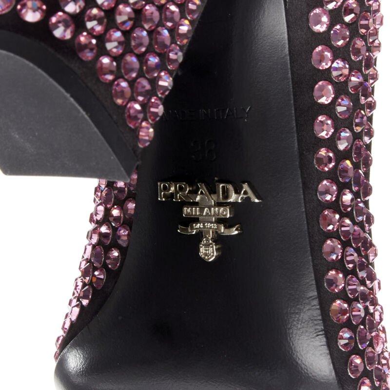 PRADA Runway Rosa pink rhinestone crystal embellished pump EU38 For Sale 6