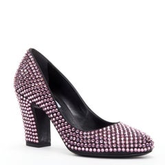 PRADA Runway Rosa pink rhinestone crystal embellished pump EU38