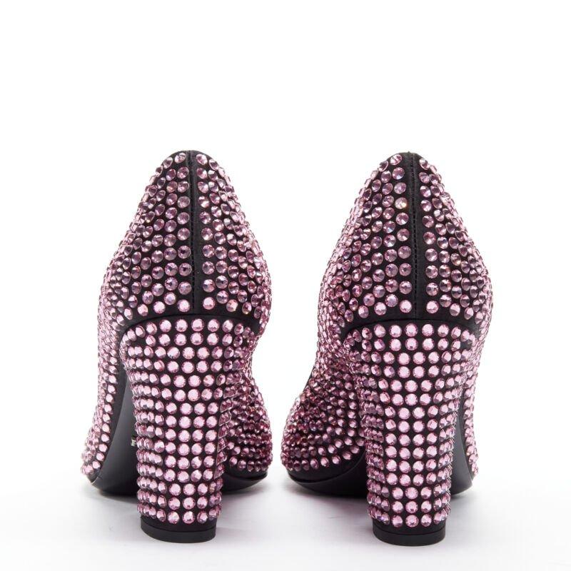 Women's PRADA Runway Rosa pink rhinestone crystal embellished pump EU38 For Sale