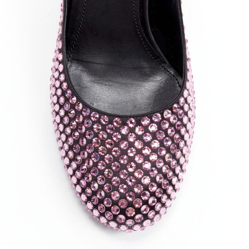 PRADA Runway Rosa pink rhinestone crystal embellished pump EU38 For Sale 1
