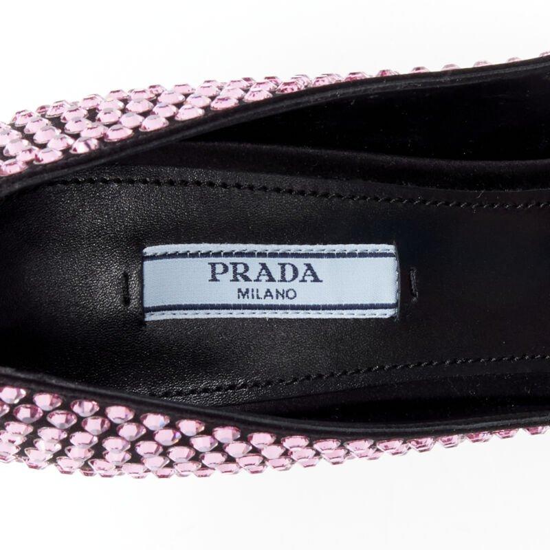 PRADA Runway Rosa pink rhinestone crystal embellished pump EU38 For Sale 4