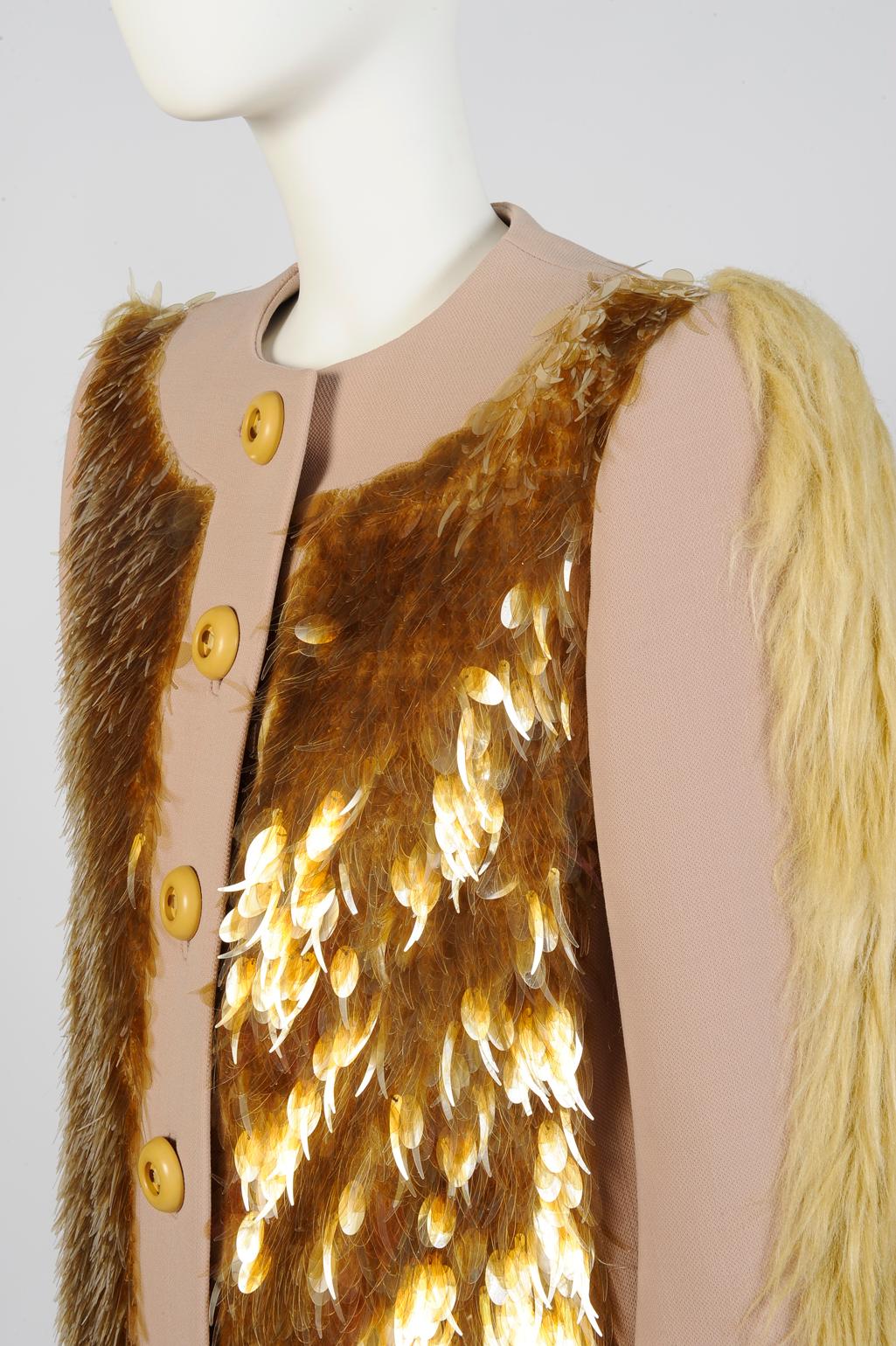 Prada Runway Sequined & Faux Fur Belted Coat, Fall-Winter 2011 3