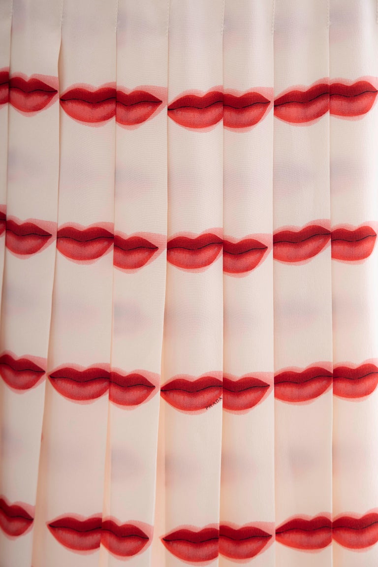 Prada S/S 2000 Red Lip Print Silk Blouse