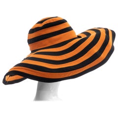 Prada Runway Striped Orange & Black Wide Brim Hat, Spring 2011