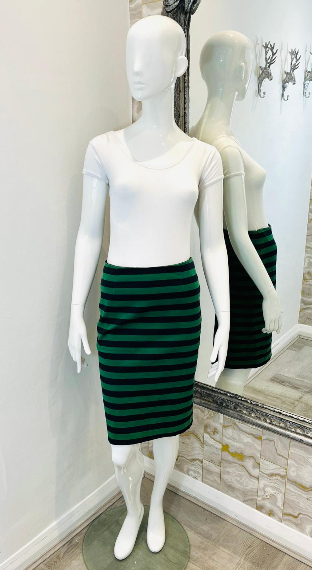 Prada Runway Striped Pencil Skirt

From The 2011 Runway Collection - Green & black skirt designed with striped pattern.

Featuring stretchy, bodycon fit and above-the-knee length.

(Matching top on another listing)

Size – S (Label missing but