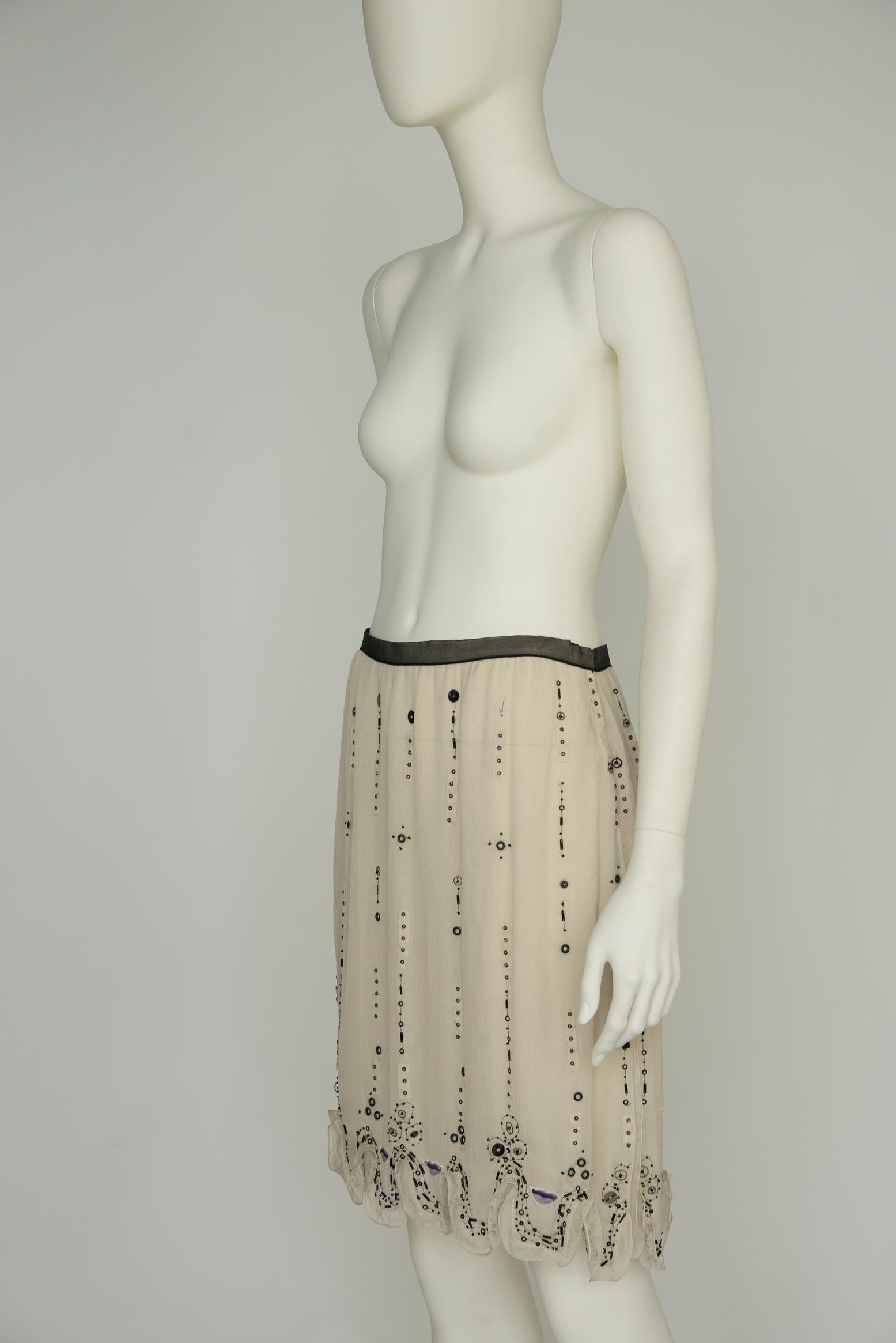 Prada Runway Surrealist Lips Print Embellished Silk Skirt, Spring-Summer 2000 3