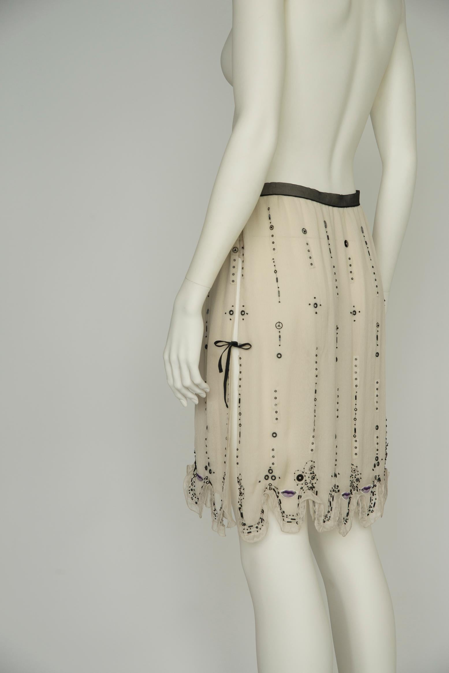 Prada Runway Surrealist Lips Print Embellished Silk Skirt, Spring-Summer 2000 5