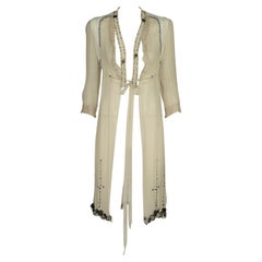 Prada Runway Surrealist Lips Print Silk & Mesh Embellished Coat, SS2000