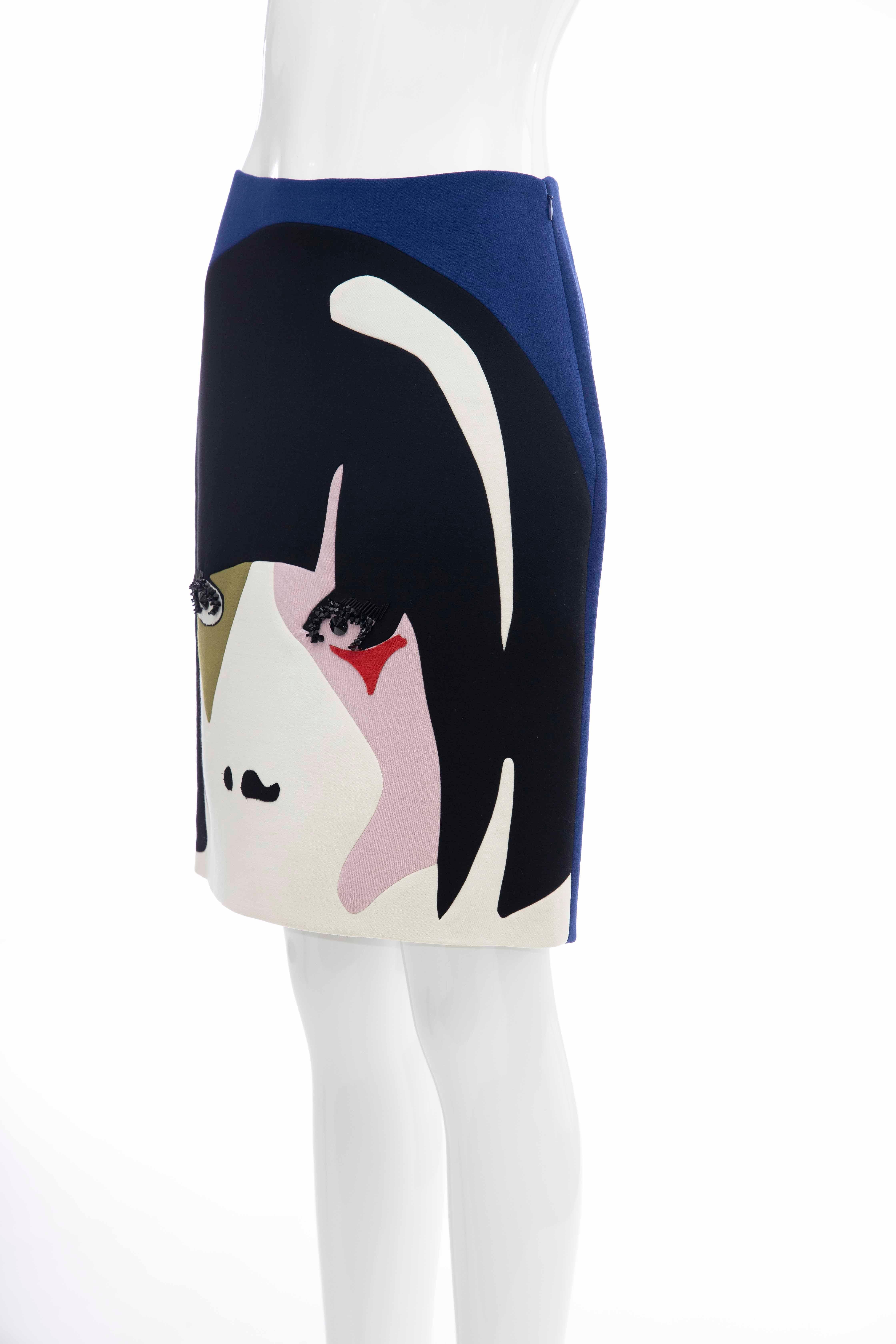 Prada Runway Virgin Wool Silk Bead Embroidery Pencil Skirt, Spring 2014 For Sale 5