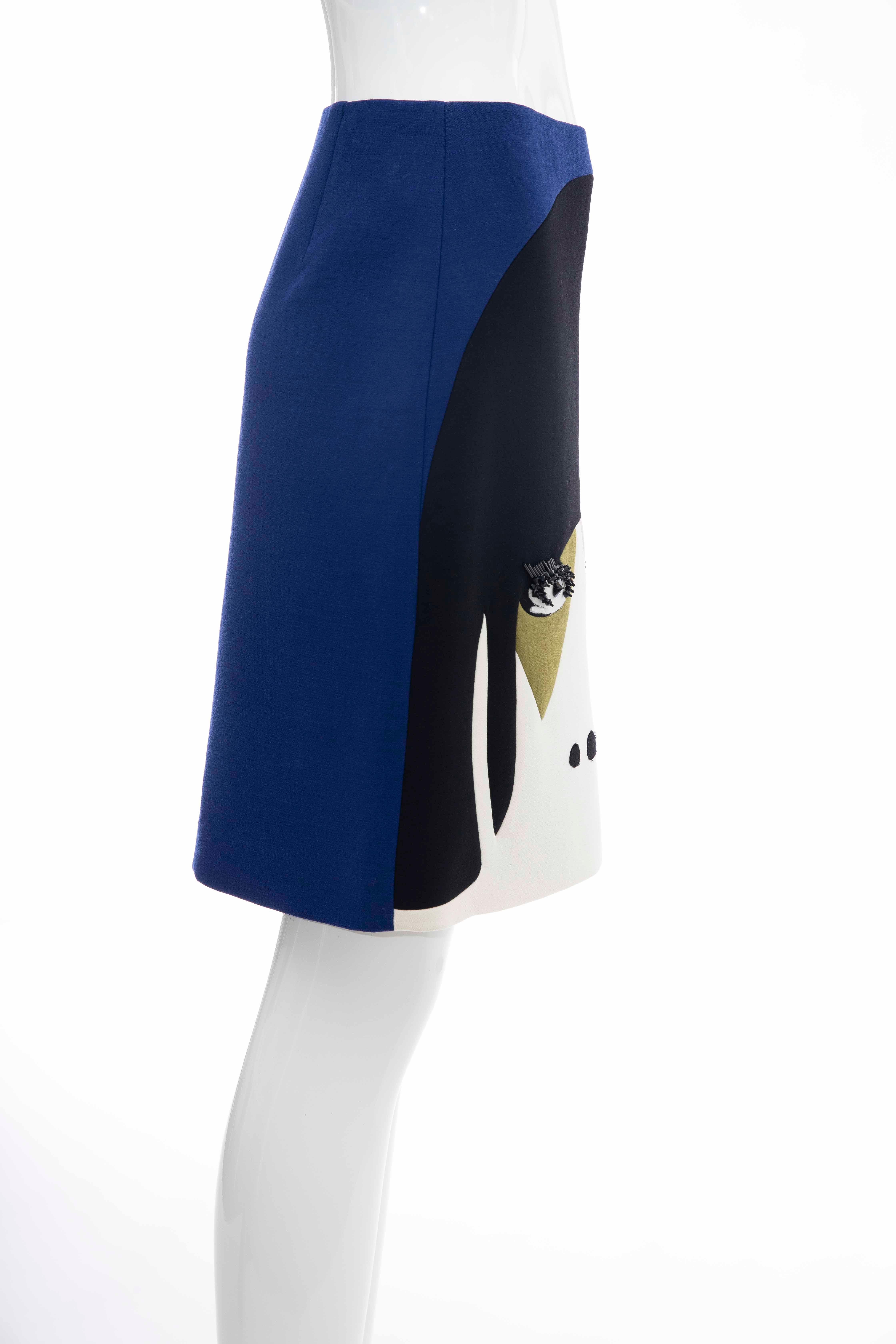 Prada Runway Virgin Wool Silk Bead Embroidery Pencil Skirt, Spring 2014 For Sale 1