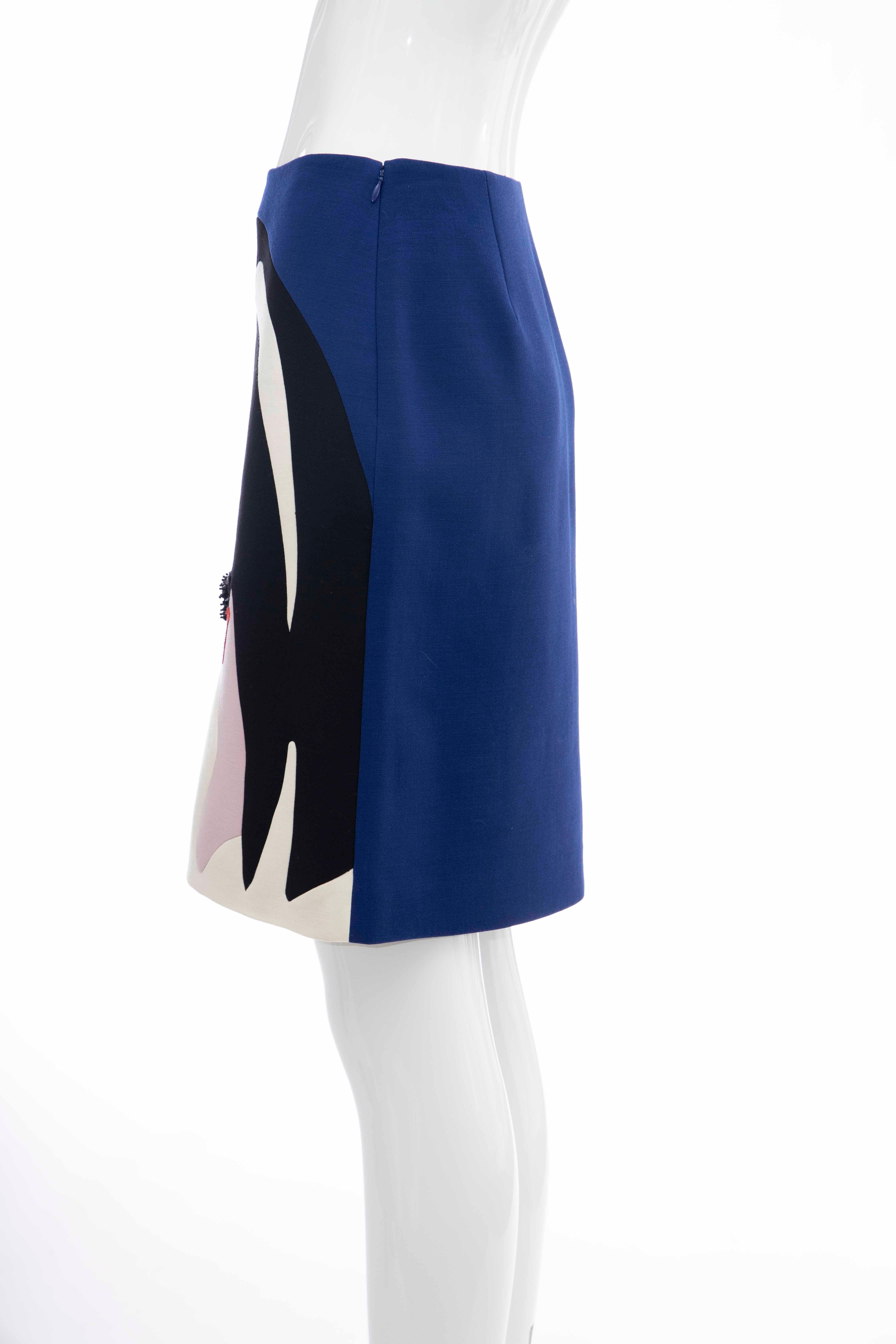 Prada Runway Virgin Wool Silk Bead Embroidery Pencil Skirt, Spring 2014 For Sale 4