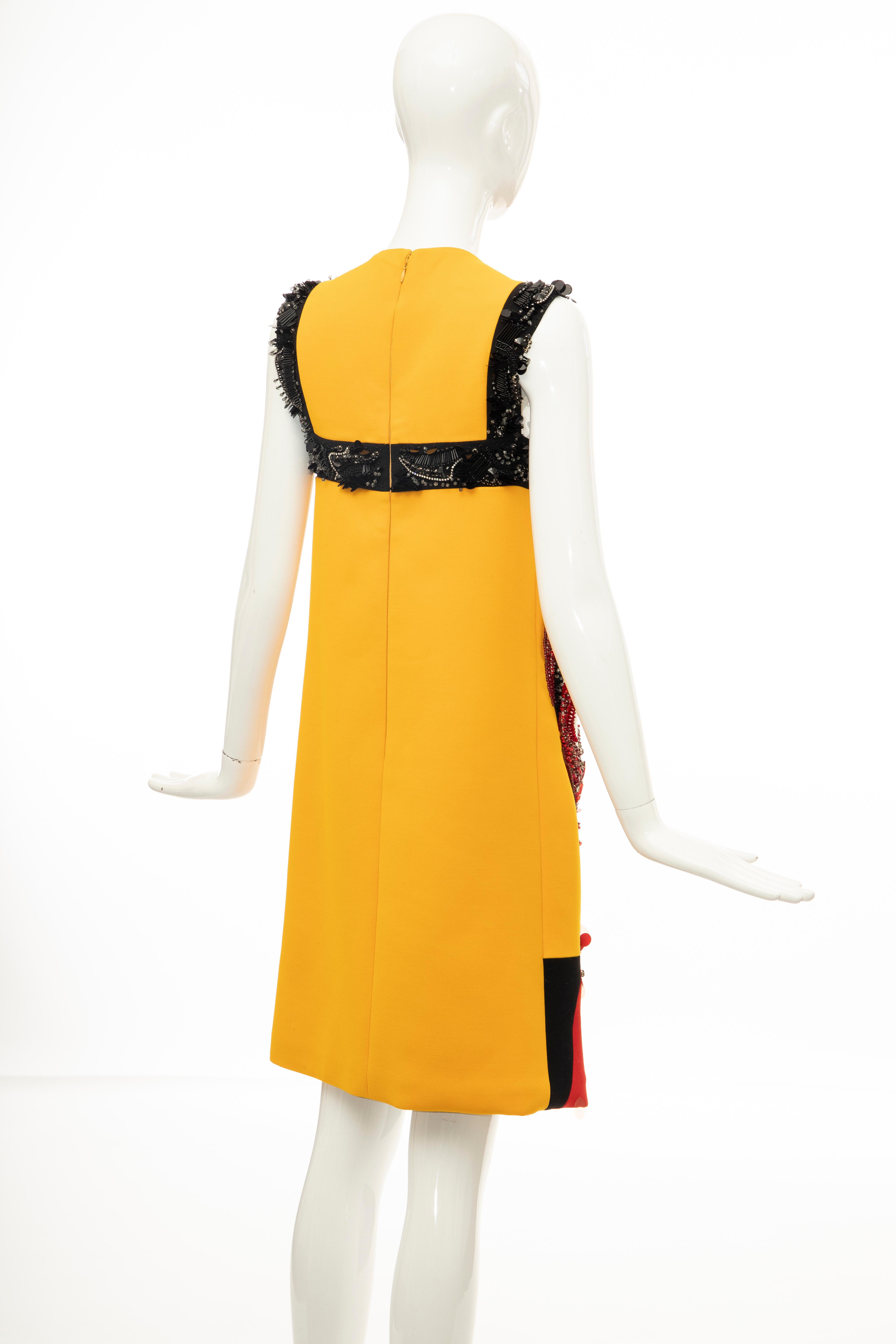 Prada Runway Wool Silk Sleeveless Bead Embroidery Shift Dress, Spring 2014 1
