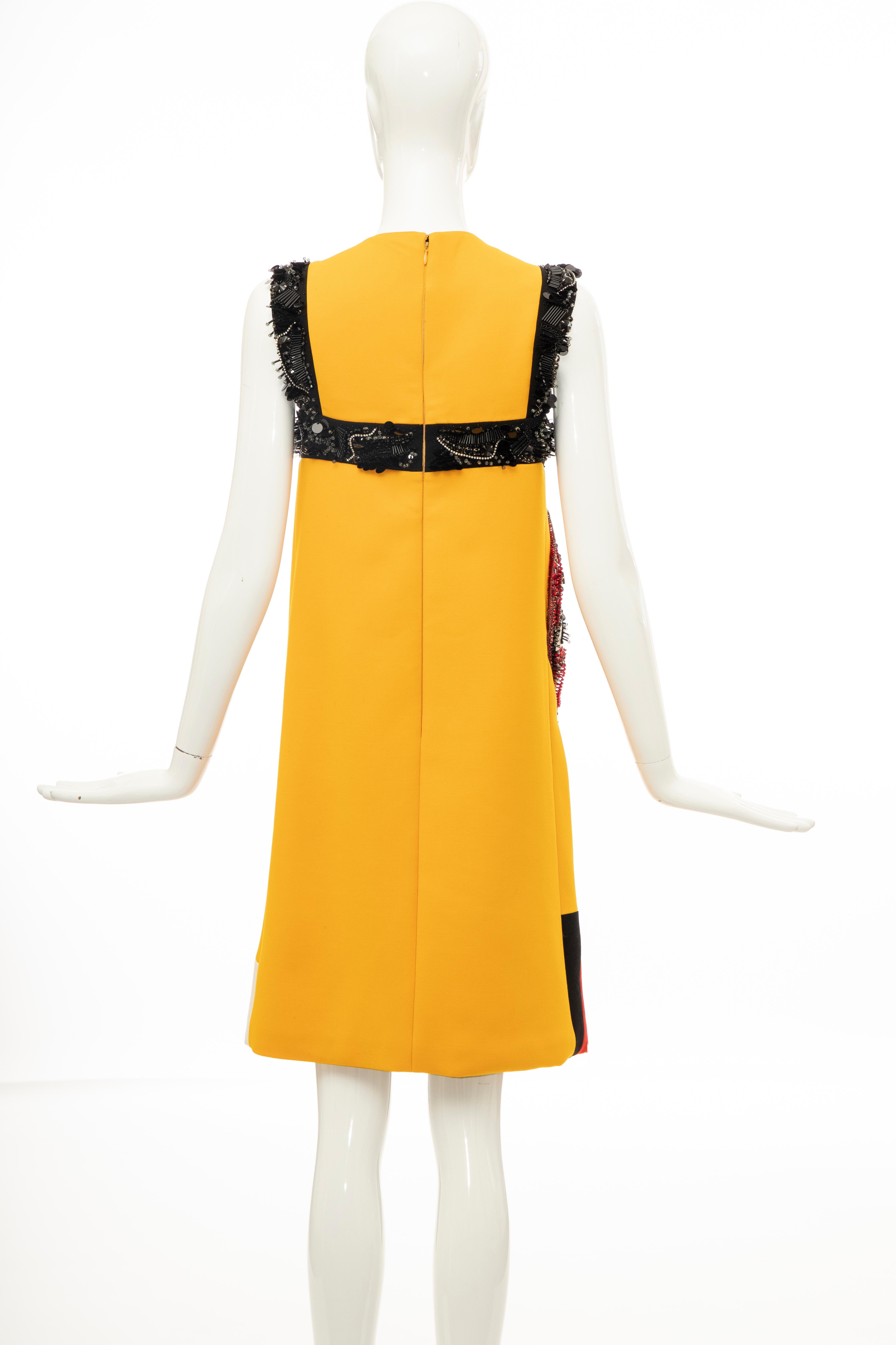 Prada Runway Wool Silk Sleeveless Bead Embroidery Shift Dress, Spring 2014 2