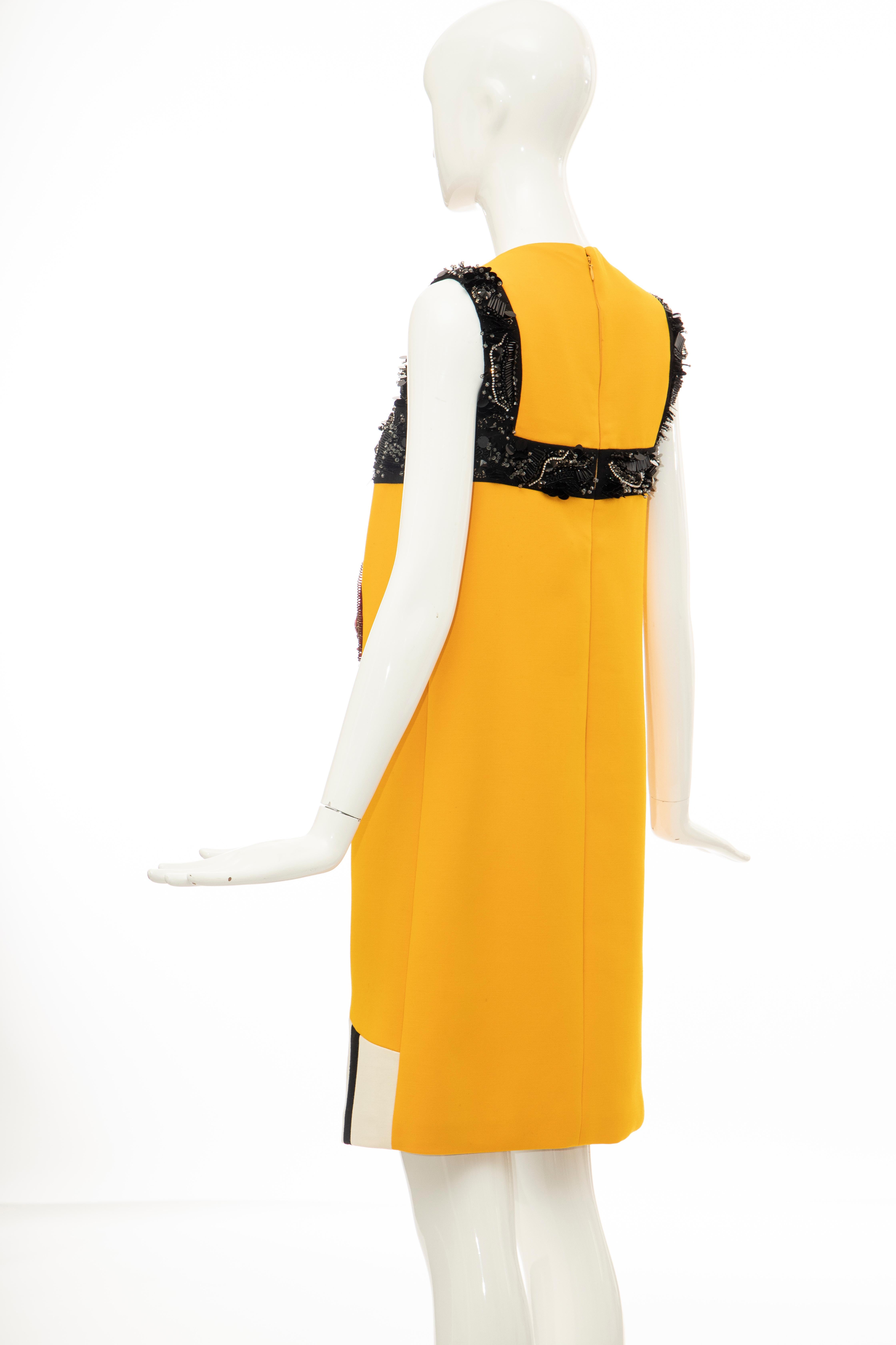 Prada Runway Wool Silk Sleeveless Bead Embroidery Shift Dress, Spring 2014 3