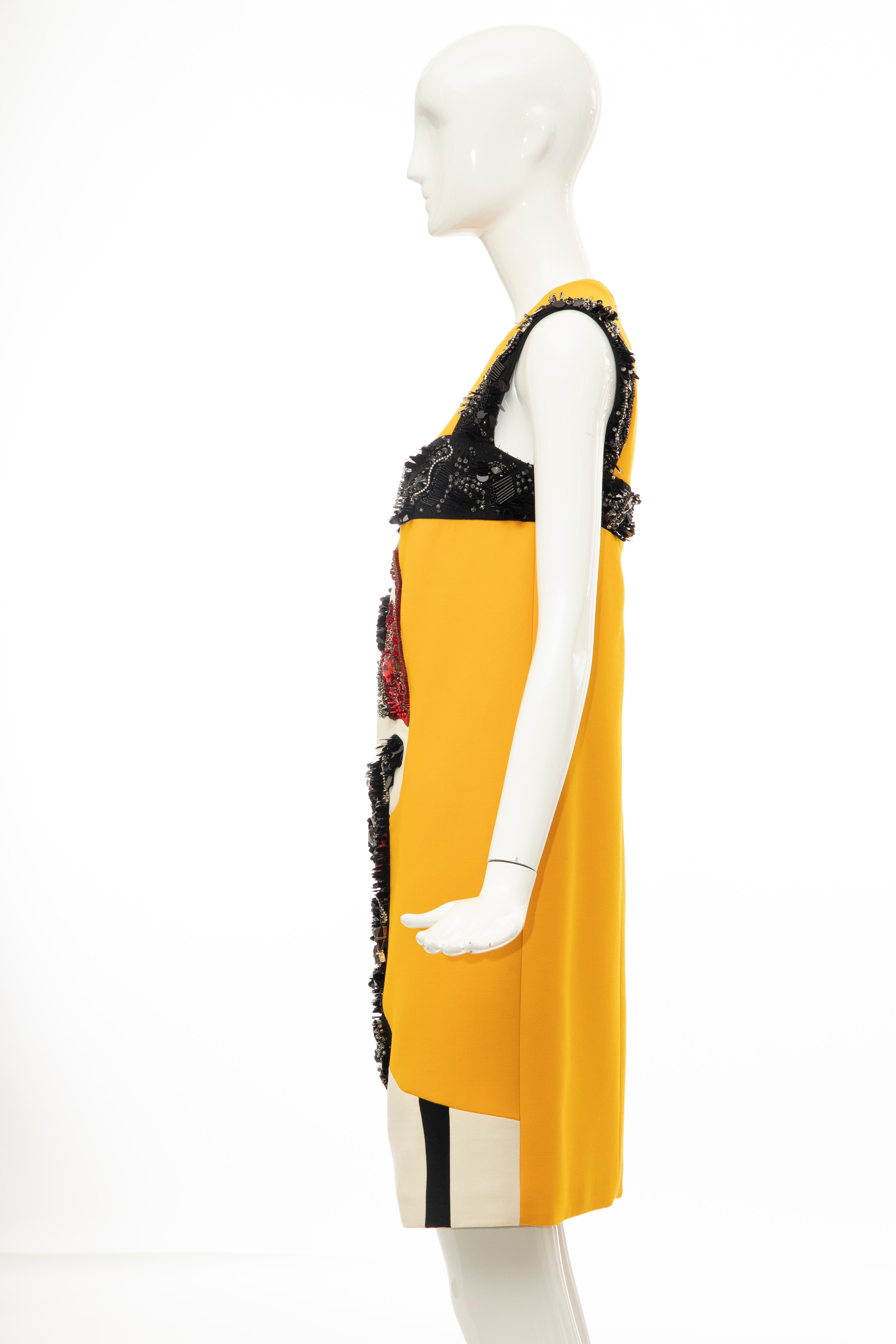 Prada Runway Wool Silk Sleeveless Bead Embroidery Shift Dress, Spring 2014 4
