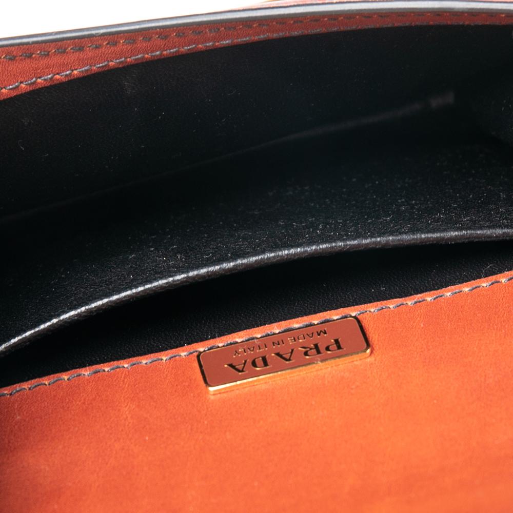 Prada Rust/Black Cahier Leather Crossbody Bag 4