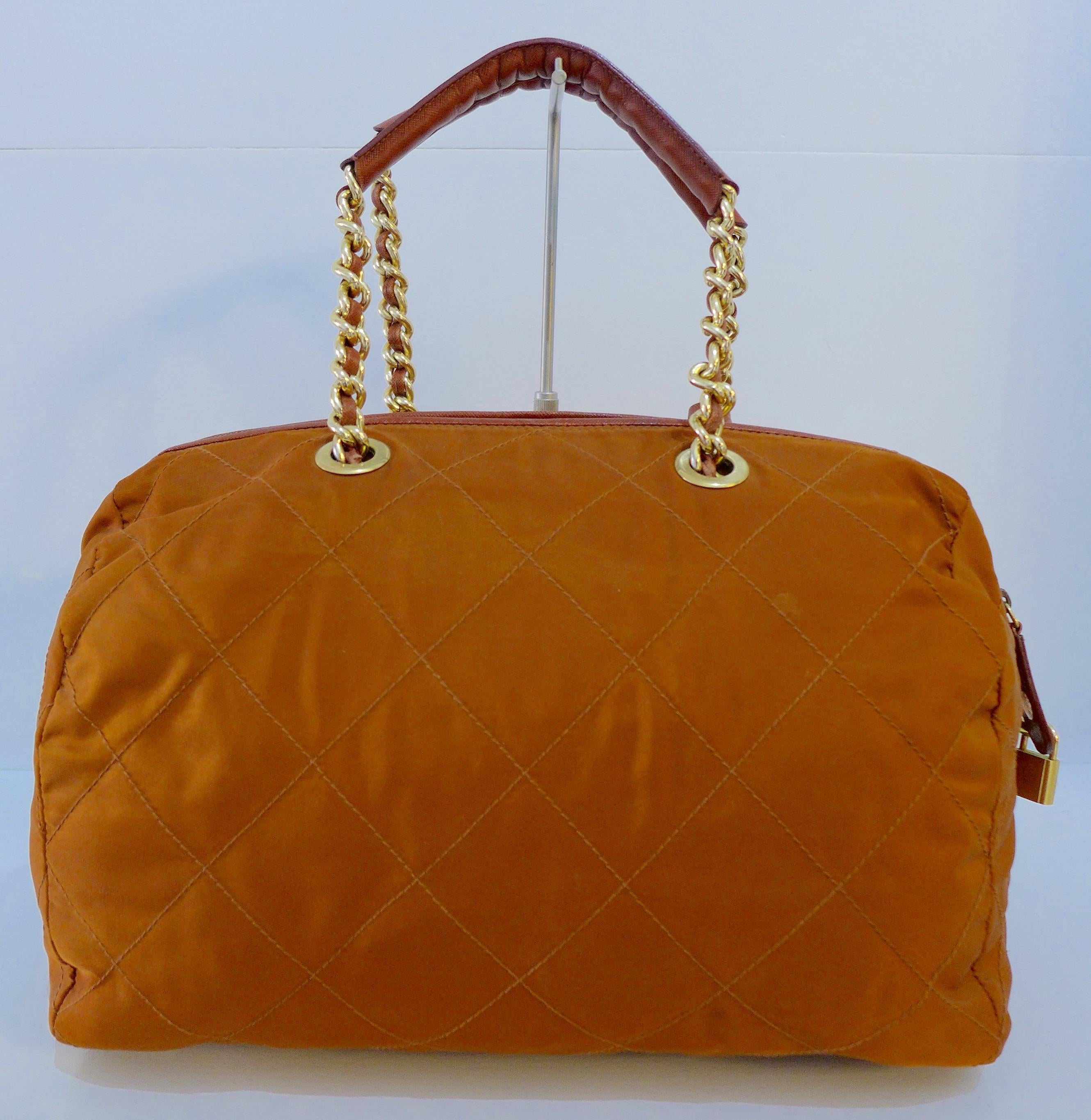 Brown PRADA Rust Nylon Tote Bag