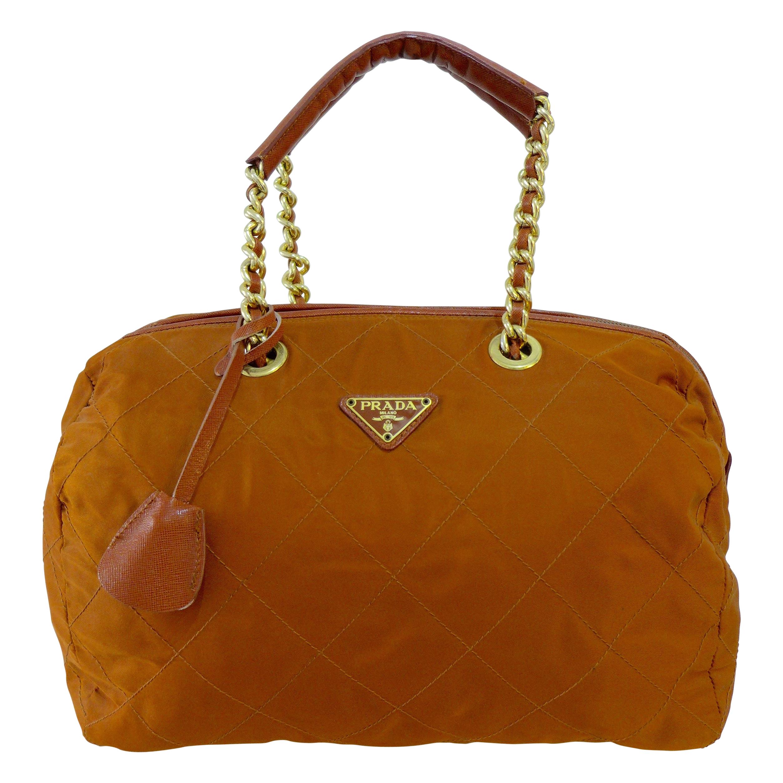 PRADA Rust Nylon Tote Bag