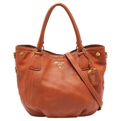 Prada Rust Vitello Daino Leather Sacca 2 Manici Hobo