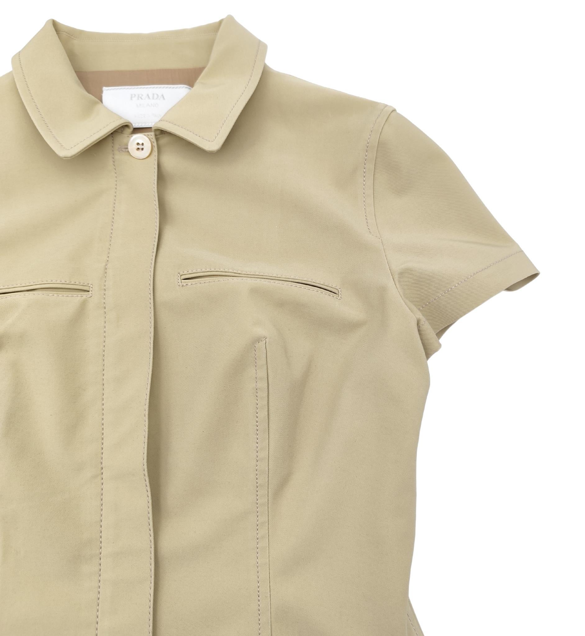 Prada S/S 1996 tan front zip midi dress 2
