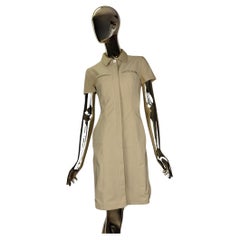 Prada S/S 1996 tan front zip midi dress