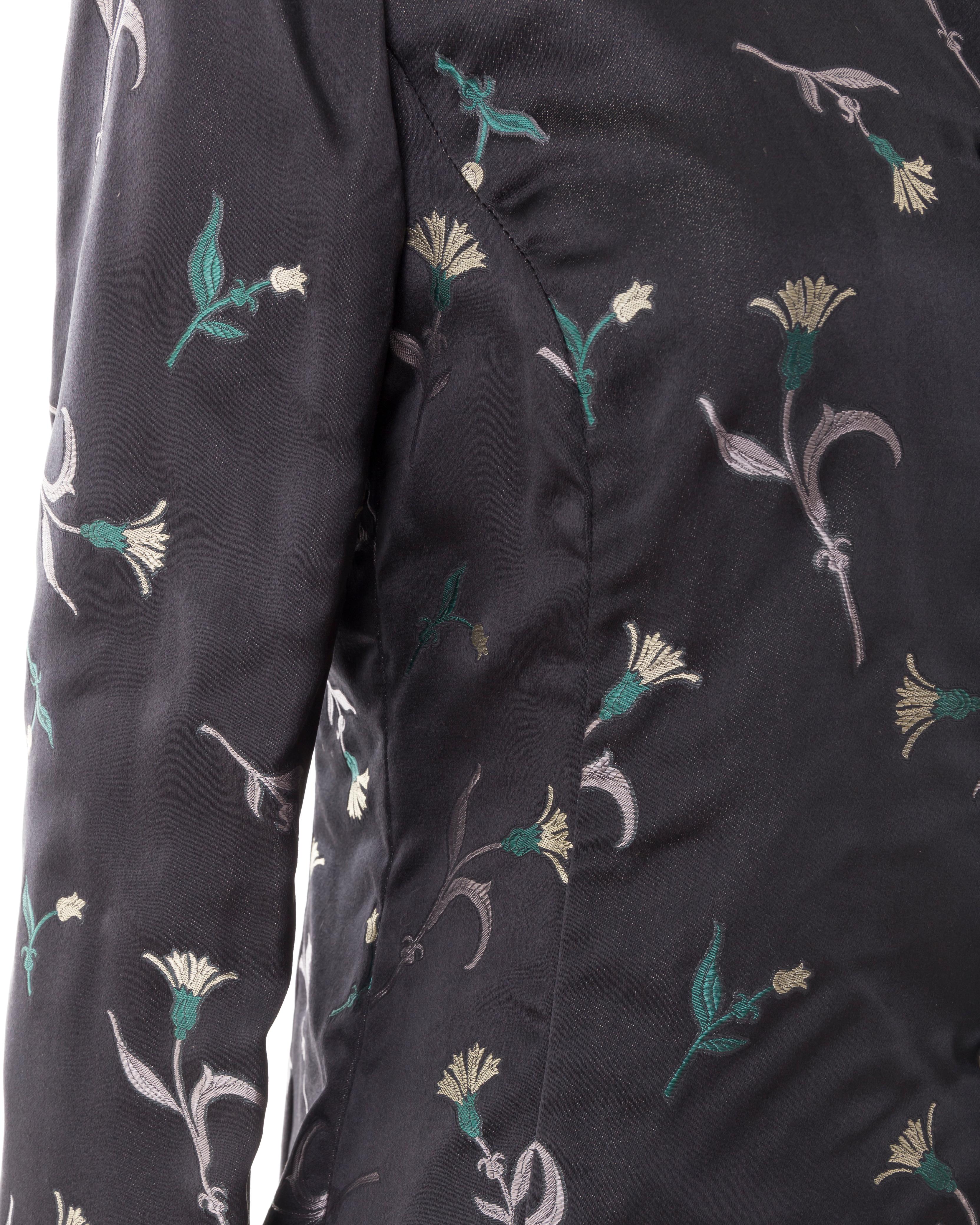 Prada F/W 1997 black floral mandarin collar shirt In Excellent Condition For Sale In Rome, IT